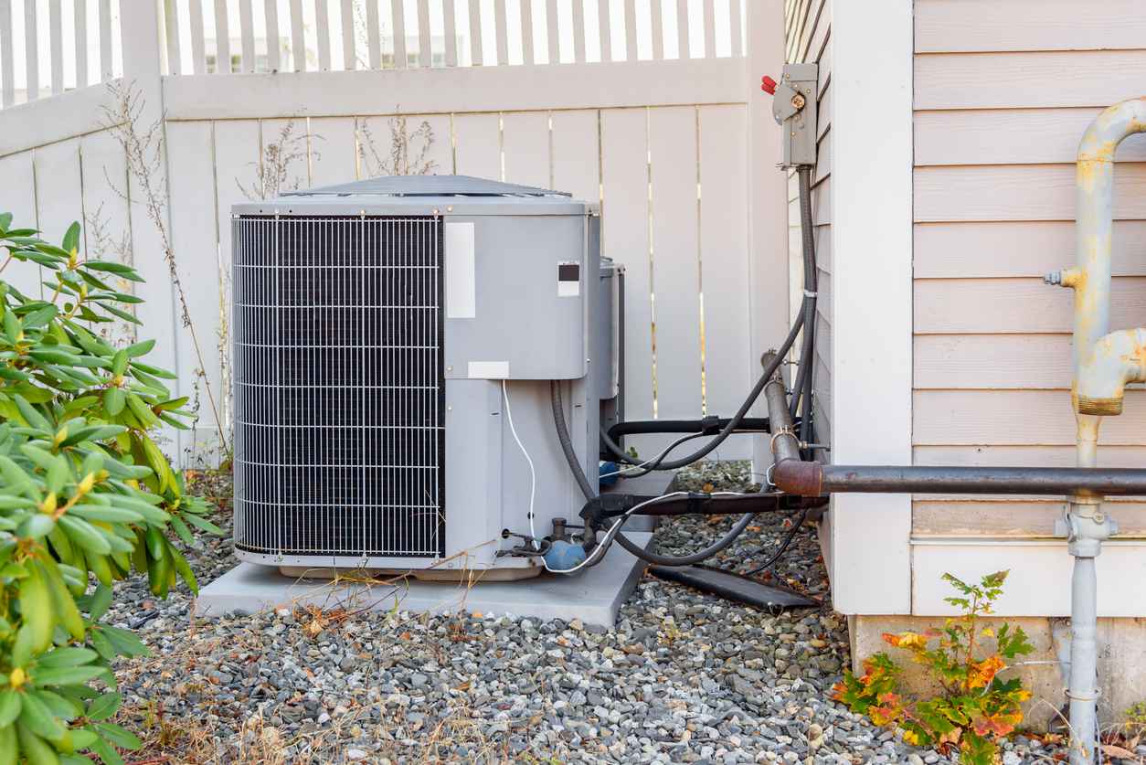 outdoor air conditioner on a concrete slab